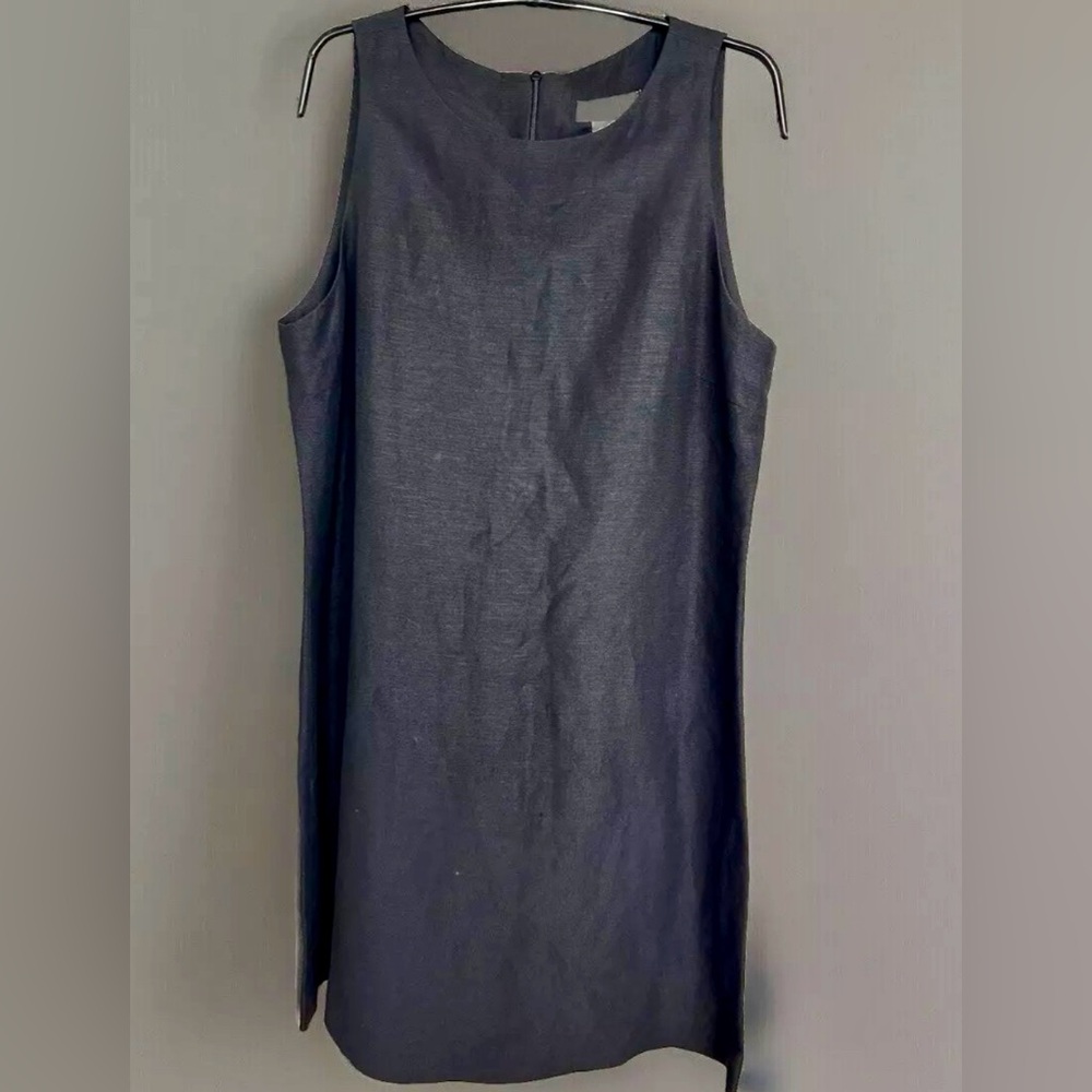 Vintage Dianne B New York Sleeveless Round Neck Linen Blend Black Sheath Dress 8